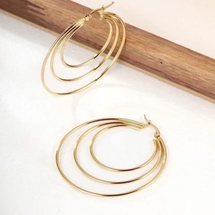 1-Pair-Exaggerated-Fashion-Triangle-Round-Plating-Stainless-Stee
