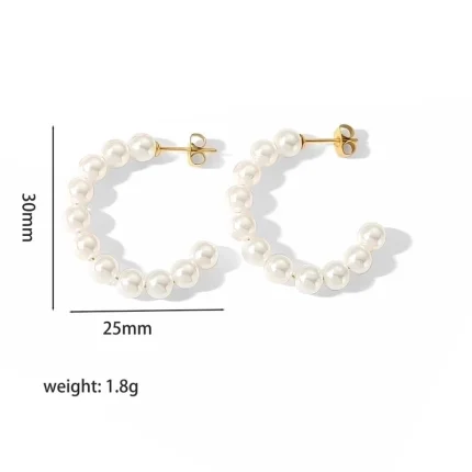 1-Pair-Lady-C-Shape-Beaded-Inlay-Stainless-Steel-Ar
