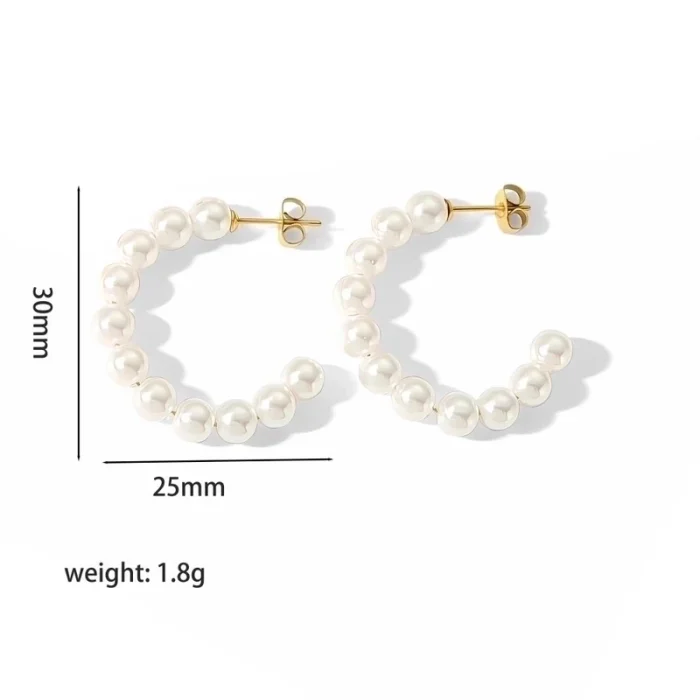 1-Pair-Lady-C-Shape-Beaded-Inlay-Stainless-Steel-Ar