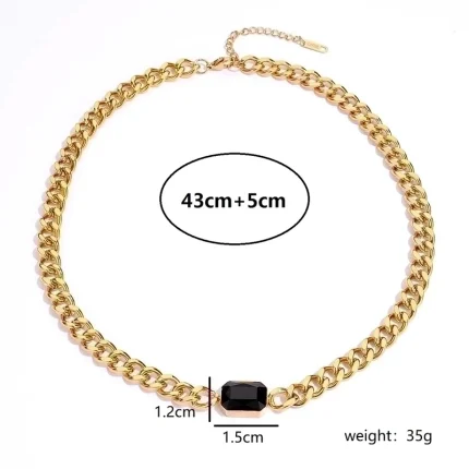 Fashion-Rectangle-Stainless-Steel-Plating-Zircon-18k-Gold-Plated-Nec