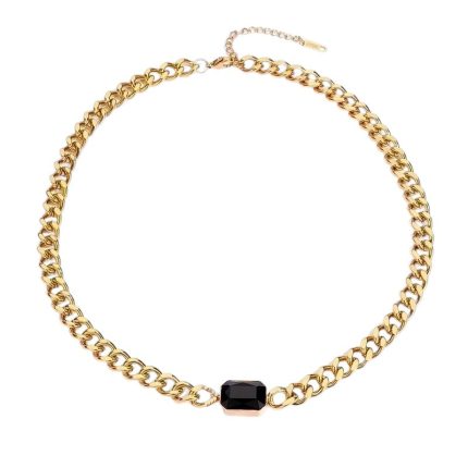 Fashion-Rectangle-Stainless-Steel-Plating-Zircon-18k-Gold-Plated-Nec-2