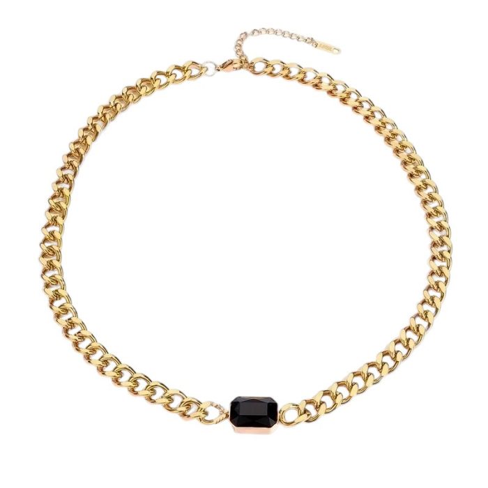 Fashion-Rectangle-Stainless-Steel-Plating-Zircon-18k-Gold-Plated-Nec-2