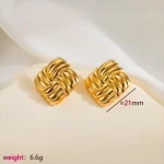 1-Pair-Simple-Style-Classic-Style-Argyle-Stainless-Steel-14K-Gold-Plated-Ear-Stud